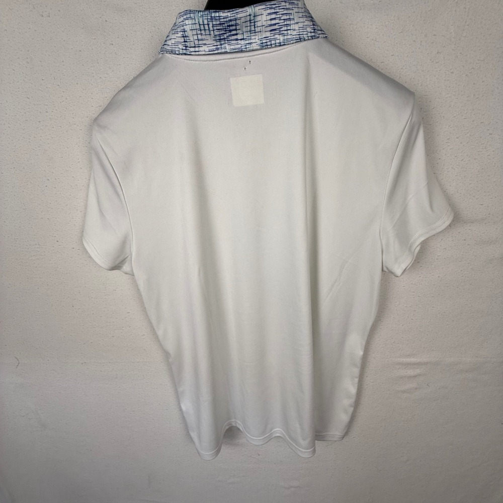 IZOD Polo Shirt Womens XXL White Golf Short Sleeve Patterned Collar Performance - Picture 4 of 5